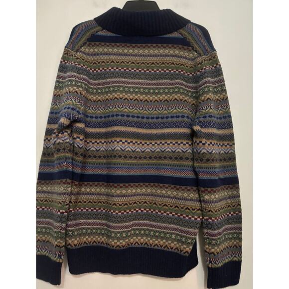 Brooks Brothers Sweater Mens Large Italian Yarn Fair Isle Shawl Merino Wool - Picture 2 of 7